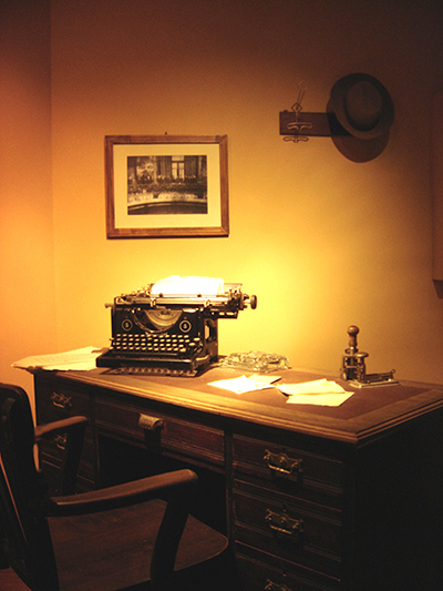 Writer's desk with old-fashioned typewriter